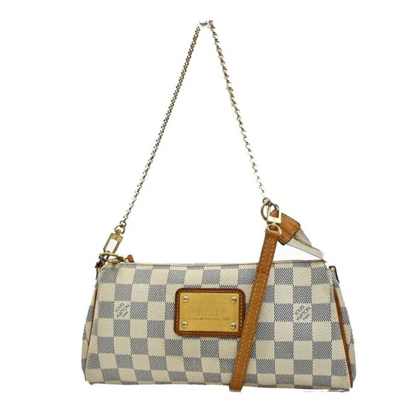 LOUIS VUITTON Eva Chain Shoulder Bag Damier Azur Leather White N55214 91EE936 - Picture 1 of 16